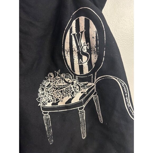 Victorias Secret Black Canvas Tote Bag Chair Print 16x17 Inch - Picture 2 of 9